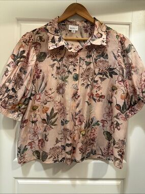 Bailey 44 Blush Pink Botanical Puff Sleeve Shirt